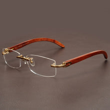 Load image into Gallery viewer, Rimless Wooden Gold Glasses Frame Men Light Weight Optical Rim Eyeglasses frames brand designer Prescription Myopia spectacles