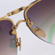 Carica l'immagine nel visualizzatore di Gallery, Rimless folding sunglasses women rose gold mirror lenses with metal flower