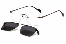 Load image into Gallery viewer, Rimless metal clip on aviation sunglasses big size optical eyeglasses frame with polarized sun glasses lenses 33093