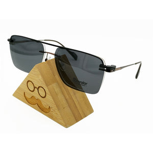 Rimless metal clip on aviation sunglasses big size optical eyeglasses frame with polarized sun glasses lenses 33093