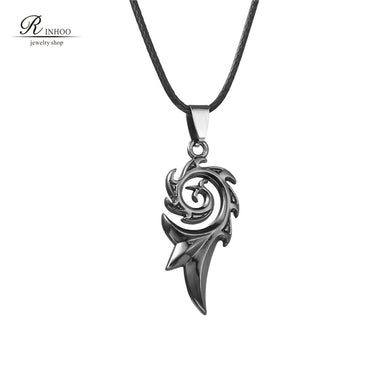 2018 Men's Punk Dragon Flame Titanium Stainless Steel Co leather chain Pendant Necklace Men's necklace wholesale