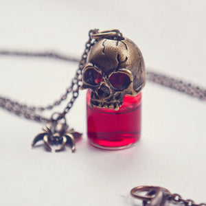 Charms Pendant Glass Necklace For women Couple Character Jewelry Gift Halloween Prank Necklace Gothic Retro Blood Bottle