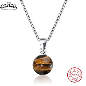 100% Pure Sterling Silver Necklaces For Women Tiger's Eye Pendants With Chain Couple Promise Gift Party Jewelry TSN87-H