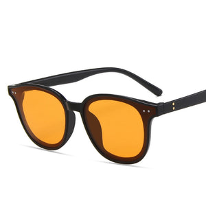 Rivet Square Frame Sunglasses Men Women Gray Orange Lens UV400 Protection Eyewear  Design Gafas De Sol
