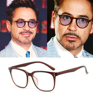 Robert Downey Style Sunglasses Men Vintage Tony Stark Iron Man Prescription Glasses Women Optical Spectacle Frame Clear lens