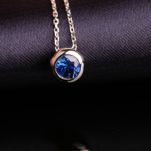 Brand Necklace Chokers Round Water Drop Pendant Sapphire Necklace 14K Rose Gold Fashion Necklace Fine Jewelry For Women