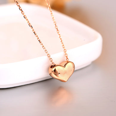 Brand Solid Color Simple Heart Necklaces & Pendants Fashion Jewelry for Women 2018 Real 18K Rose Gold Lover Wedding Gift