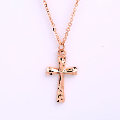 Fashion Chian Fine Jewelry 18K Rose Gold Unisex Boy Cross Pendant Necklace For Men Women Gift Wholesale