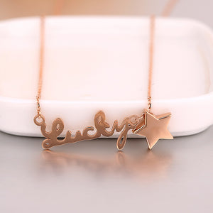 Fashion Letter Necklaces Pendants Initial Necklace 18K Rose Gold Color Star Choker Necklace Women Jewelry Kolye Collier
