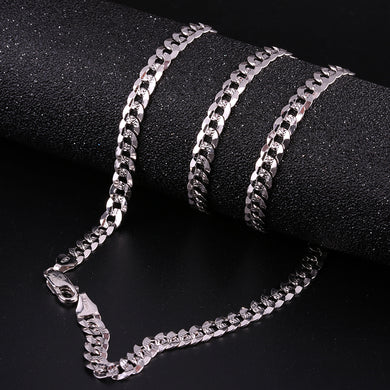 New Arrivals Men 5MM Full Sideways Gold Necklaces 18K White Gold Fashion Jewelry For Men Link Chain Necklace