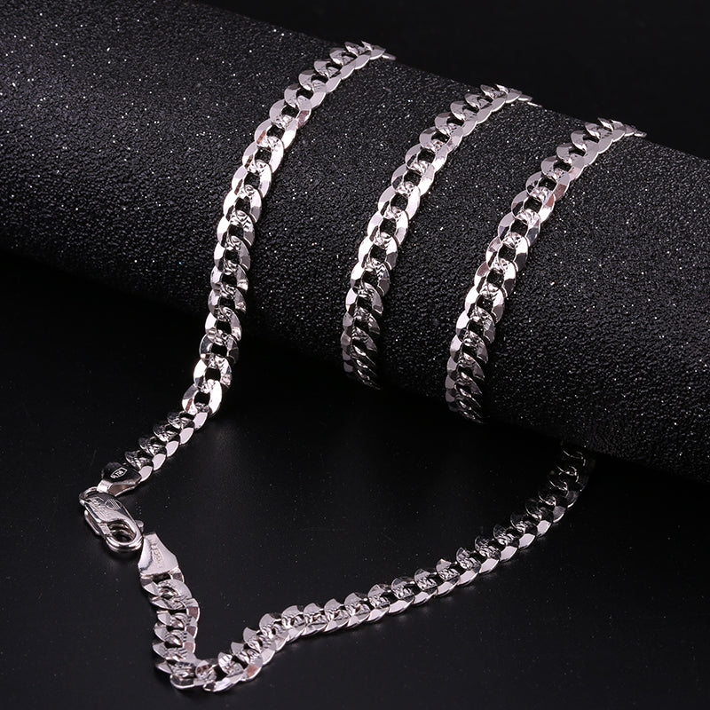 New Arrivals Men 5MM Full Sideways Gold Necklaces 18K White Gold Fashion Jewelry For Men Link Chain Necklace