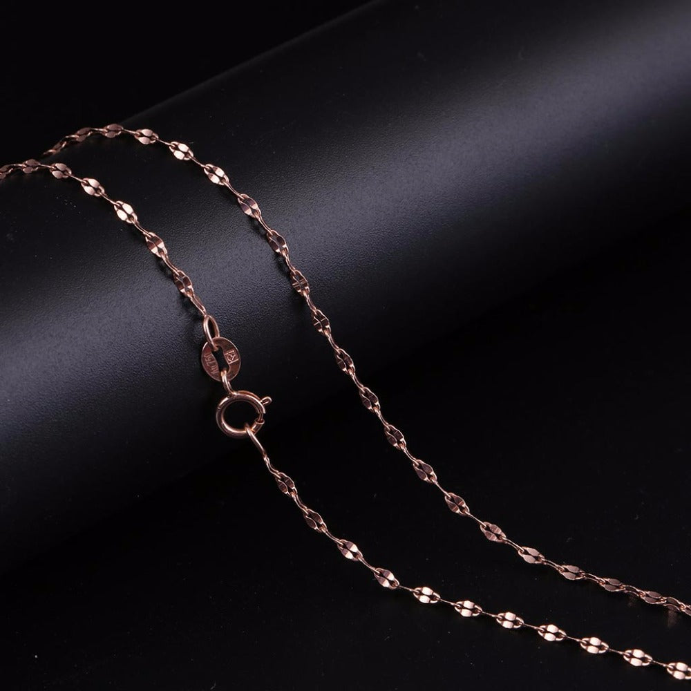 Real 18K Rose Gold Necklaces for Women Simple Jewelry Classic Top Fashion Chain Necklace Lovers Gift Initial Choker