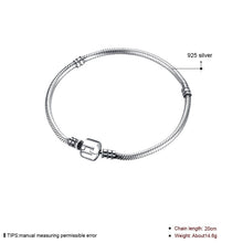 Load image into Gallery viewer, Solid Bracelets 100% 925 Sterling Silver Snake Chain Bracelet Charms Fit DIY Fashion Basic Bracelet Jewelry Making