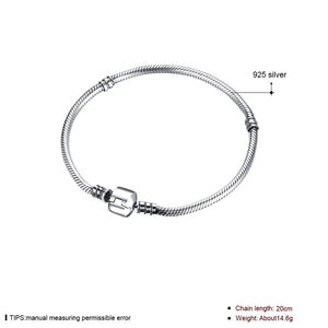 Solid Bracelets 100% 925 Sterling Silver Snake Chain Bracelet Charms Fit DIY Fashion Basic Bracelet Jewelry Making