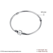 Load image into Gallery viewer, Solid Bracelets 100% 925 Sterling Silver Snake Chain Bracelet Charms Fit DIY Fashion Basic Bracelet Jewelry Making