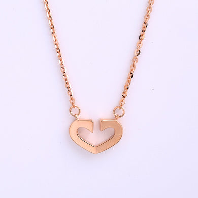 Unique Fashion Heart Necklace 18K Real Rose Gold Color Pendant Necklace for Women Girls Engagement Wedding Fine Jewelry