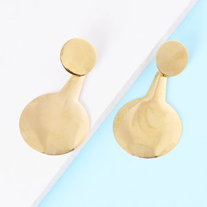 Rock Style Big Geometric Metal Long Dangle Earrings For Women Exaggerated Gold Color Double Circle Fashion Earring Punk Jewelry