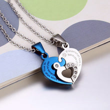 Carica l&#39;immagine nel visualizzatore di Gallery, Romantic Couples Heart Key Crystal Necklaces Jewelries Her &amp; His Love Forever Pendant Set Valentine Stainless Steel Necklaces
