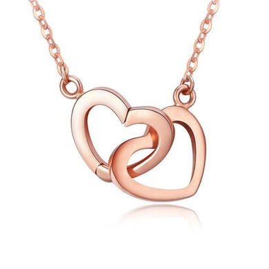 Romantic Double Hearts Necklaces Pendant Rose Gold Color 18K Gold Jewelry Chain for Women Valentine's D Gifts