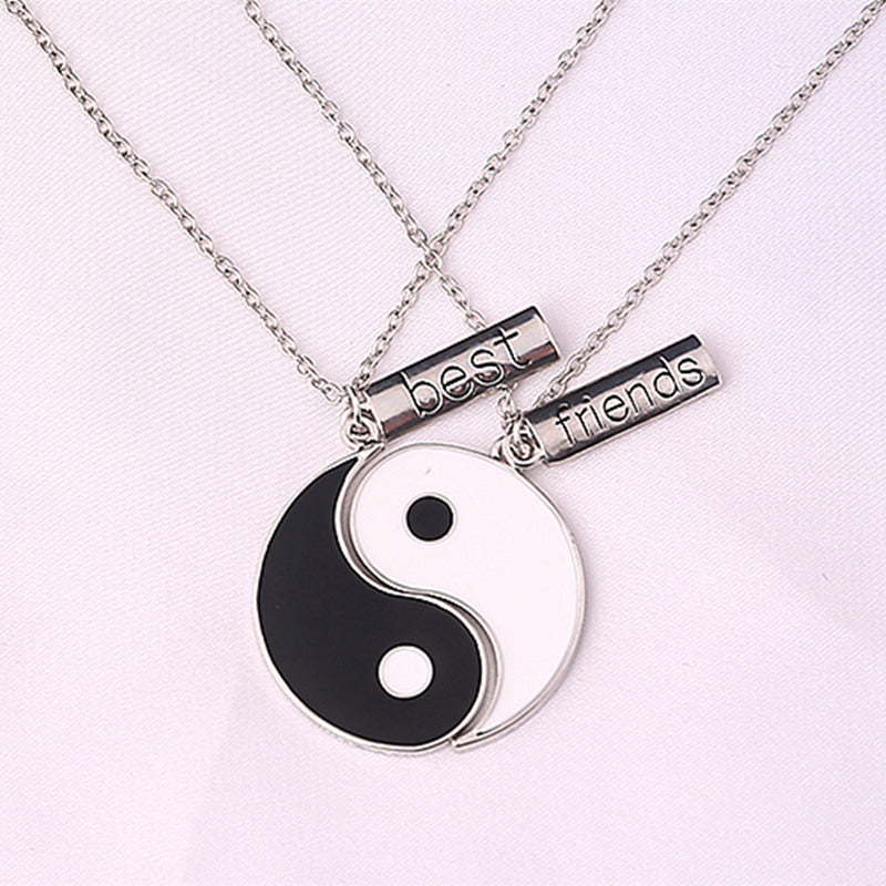 Romantic Eight Diagrams Tai Chi Black and White best friends pendant necklace BFF yin yang necklace friends top jewelry