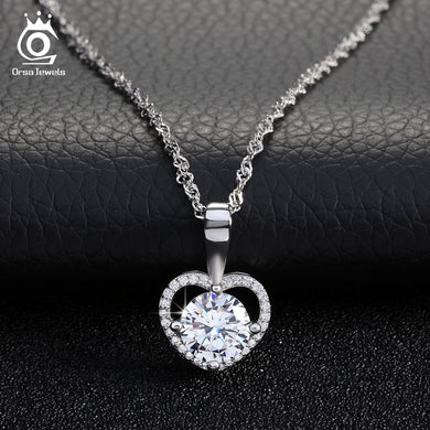 Romantic Love Heart Pendant Necklace with 2 ct Heart and Arrow Cut AAA Grade Zircon Best Jewelry Gift for Ladies ON96