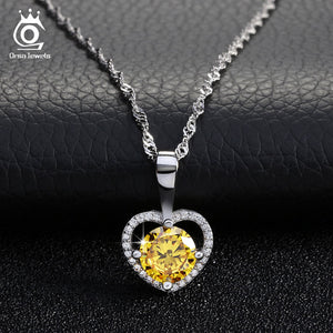 Romantic Love Heart Pendant Necklace with 2 ct Heart and Arrow Cut AAA Grade Zircon Best Jewelry Gift for Ladies ON96