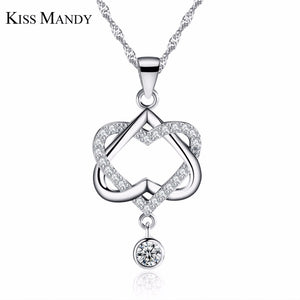 Romantic for Woman Cubic Zirconia 3 Layer Silver Color Silver Necklaces Fashion Jewelry HN19
