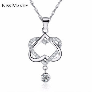 Romantic for Woman Cubic Zirconia 3 Layer Silver Color Silver Necklaces Fashion Jewelry HN19