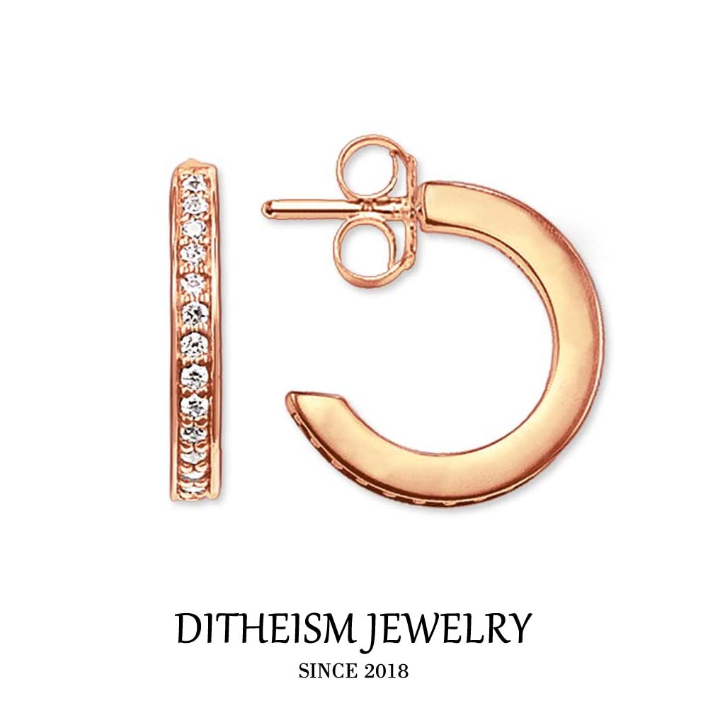 Rose Gold Color Creole Hoop Earrings, 2018 New Romantic Fashion Jewelry Geometric 925 Sterling Silver Gift For Women
