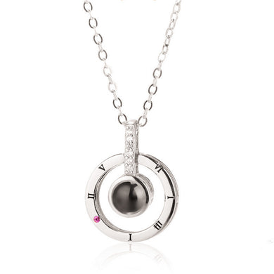 Oro rosa e argento 100 lingue Ti amo Collana con pendente a proiezione Collana romantica con memoria d'amore 