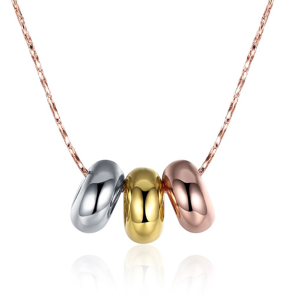 Rose Yellow White Gold Three Circles Pendant Women Men Necklace For Party Performance Casual High Quality Jewelry
