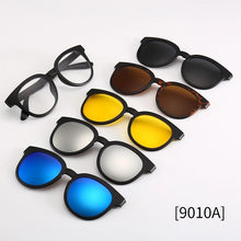 Load image into Gallery viewer, Round 5 In 1 Lenses Polarized Sunglasses Magnet Clip On Replaceable Len Mirror Glasses