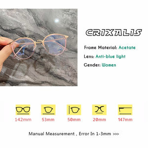 Round Anti Blue Light Computer Glasses Women Men Prescription Reading Ladies 2022 Eyeglasses Frame Radiation Protection Lens
