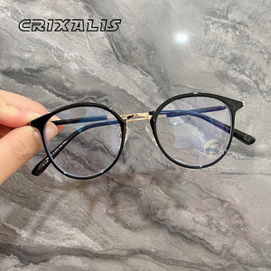 Round Anti Blue Light Computer Glasses Women Men Prescription Reading Ladies 2022 Eyeglasses Frame Radiation Protection Lens