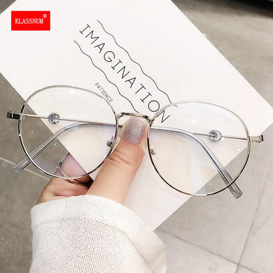 Round Anti Blue Light Glasses Computer Women Blue Blocking Gaming Eyeglasses Alloy Frame Blue Light Glasses Silver, Rose Gold