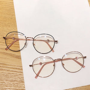 Round Anti Blue Light Glasses Computer Women Blue Blocking Gaming Eyeglasses Alloy Frame Blue Light Glasses Silver, Rose Gold