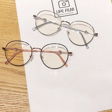 Load image into Gallery viewer, Round Anti Blue Light Glasses Computer Women Blue Blocking Gaming Eyeglasses Alloy Frame Blue Light Glasses Silver, Rose Gold