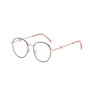 Round Anti Blue Light Glasses Computer Women Blue Blocking Gaming Eyeglasses Alloy Frame Blue Light Glasses Silver, Rose Gold