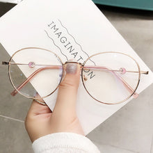 Load image into Gallery viewer, Round Anti Blue Light Glasses Computer Women Blue Blocking Gaming Eyeglasses Alloy Frame Blue Light Glasses Silver, Rose Gold