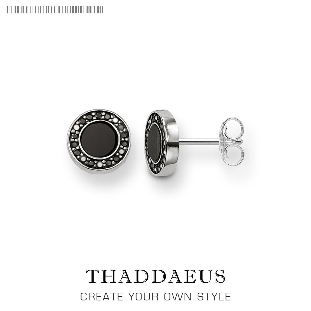 Round Black Small Stud Earrings,Thomas Style Fashion Good Jewerly For Women Men,2018 Ts Gift In 925 Sterling Silver,Super Deals