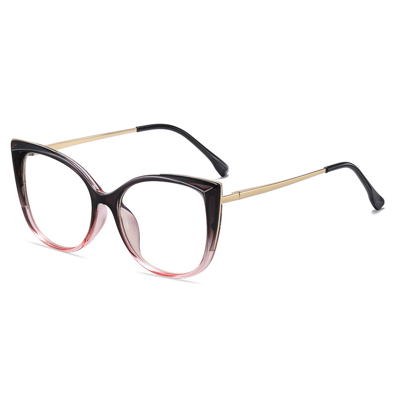 Occhiali da vista rotondi Cae Eye anti luce blu Donna Uomo Occhiali da vista con montatura in metallo sfumato a molla Occhiali ottici trasparenti a luce blu femminili 