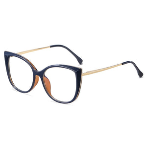 Occhiali da vista rotondi Cae Eye anti luce blu Donna Uomo Occhiali da vista con montatura in metallo sfumato a molla Occhiali ottici trasparenti a luce blu femminili 