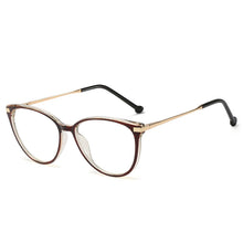 Carica l&#39;immagine nel visualizzatore di Gallery, Occhiali da vista rotondi Cat Eye Anti luce blu da donna in metallo con montatura per computer Bule Ligth Occhiali da vista con lenti trasparenti 