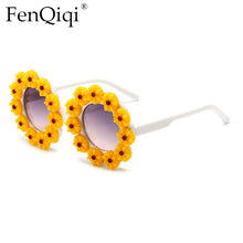 Load image into Gallery viewer, Round Children&#39;s Sun Protection Glasses With Sunflower UV400 2023 Daisy Flower Beach Seaside Travel Baby Girls Kids Sunglasses