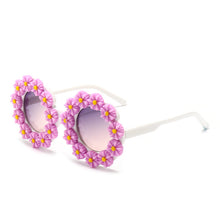 Load image into Gallery viewer, Round Children&#39;s Sun Protection Glasses With Sunflower UV400 2023 Daisy Flower Beach Seaside Travel Baby Girls Kids Sunglasses