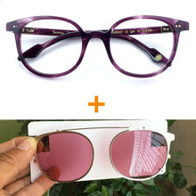 Load image into Gallery viewer, Round Clip On Sunglasses Handmade Acetate Prescription Glasses Frames