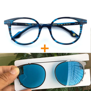 Round Clip On Sunglasses Handmade Acetate Prescription Glasses Frames
