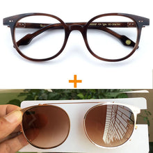 Load image into Gallery viewer, Round Clip On Sunglasses Handmade Acetate Prescription Glasses Frames