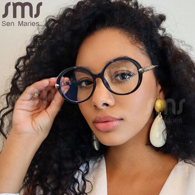 Round Computer Glasses Women Brand Designer Men Anti Blue Eyeglasses Optical Frames Ladies Eyewear Eyeglass Leaf Frame