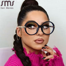 Load image into Gallery viewer, Round Computer Glasses Women Brand Designer Men Anti Blue Eyeglasses Optical Frames Ladies Eyewear Eyeglass Leaf Frame